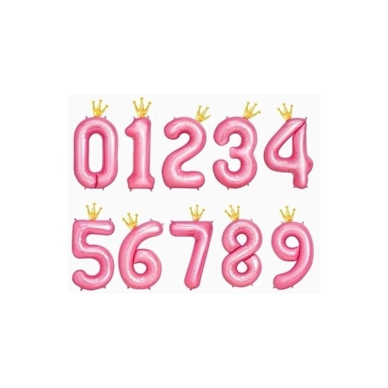 OH YEAH GLOBO POLIAMIDA Nº9 CON CORONA 115CM ROSA PASTEL Y ORO