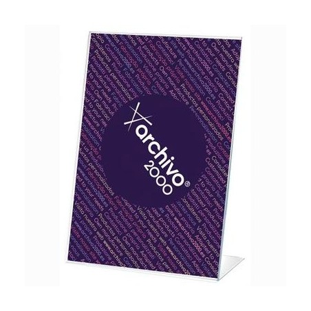 ARCHIVO 2000 EXPOSITOR SOBREMESA EN FORMA DE L DIN A6 VERTICAL 45X105X155 MM CRISTAL TRANSPARENTE