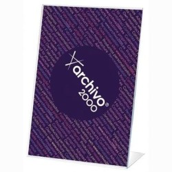 ARCHIVO 2000 EXPOSITOR SOBREMESA EN FORMA DE L DIN A7 VERTICAL 40X75X110 MM CRISTAL TRANSPARENTE