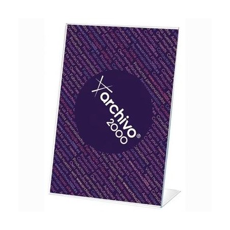 ARCHIVO 2000 EXPOSITOR SOBREMESA EN FORMA DE L DIN A7 VERTICAL 40X75X110 MM CRISTAL TRANSPARENTE