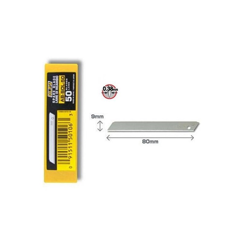 OLFA REPUESTO CUTTER 9MM CUCHILLA NO FRACTURABLE ESTUCHE 50 UD