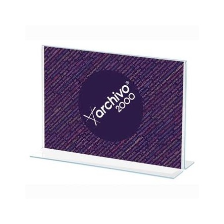 ARCHIVO 2000 EXPOSITOR SOBREMESA EN FORMA DE T DIN A4 HORIZONTAL 85X300X215 MM CRISTAL TRANSPARENTE