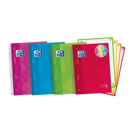OXFORD CUADERNO CLASSIC EUROPEANBOOK 4 WRITE&ERASE 120H A5+ 5X5 MICROPERFORADO T/EXTRADURA C/SURTIDOS