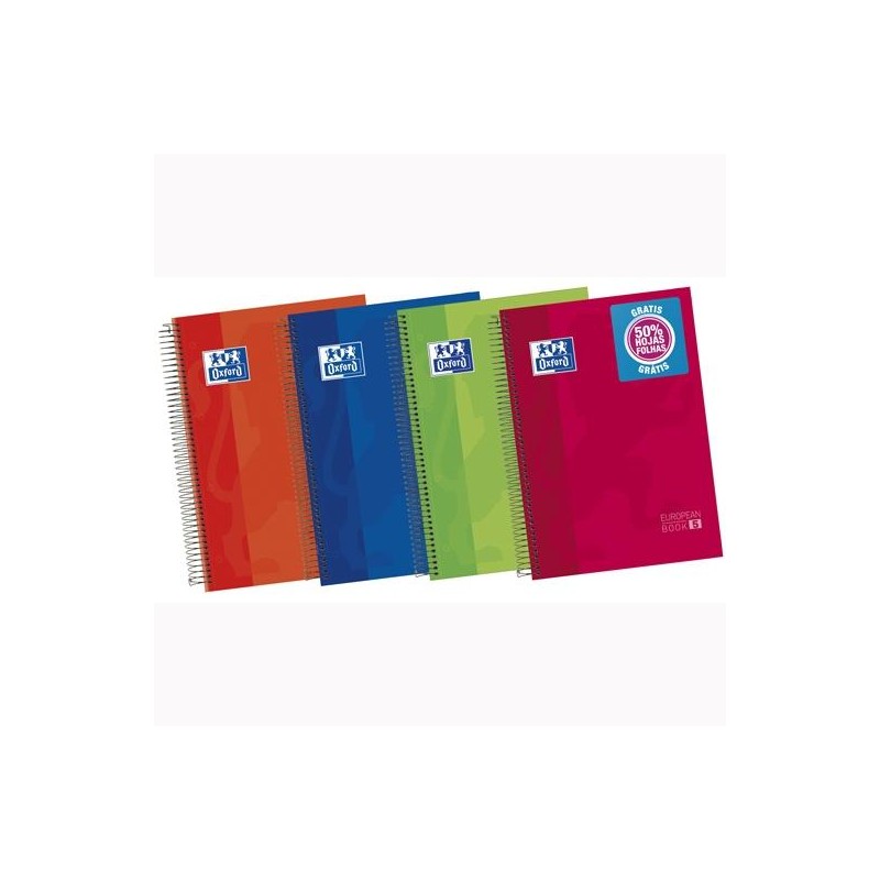 OXFORD CUADERNO CLASSIC EUROPEANBOOK 5 WRITE&ERASE 120H A4+ 1 LÍNEA MICROPERFORADO T/EXTRADURA C/ VIVOS SURTIDOS
