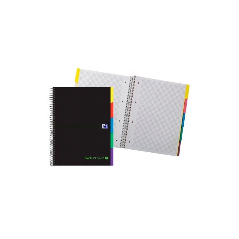 OXFORD CUADERNO EUROPEANBOOK 5 &YOU 100H A4+ 5X5 CON 5 PESTAÑAS TAPA EXTRADURA NEGRO