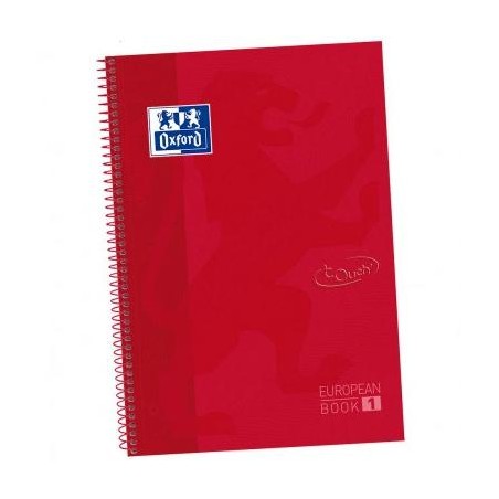 OXFORD CUADERNO TOUCH EUROPEANBOOK 1 WRITE&ERASE 80H A4+ 5X5MM MICROPERFORADO TAPA EXTRADURA CARMÍN