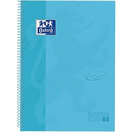 OXFORD CUADERNO EUROPEANBOOK 1 TOUCH WRITE&ERASE 80H A4+ 5X5MM MICROPERFORADO T/EXTRADURA AZUL PASTEL