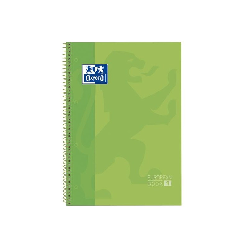 OXFORD CUADERNO CLASSIC EUROPEANBOOK 1 WRITE&ERASE 80H A4+ 1 LINEA MICROPERFORADO T/EXTRADURA PACK 5 UD VERDE MANZANA