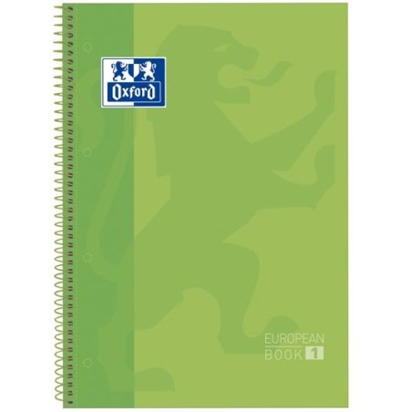 OXFORD CUADERNO CLASSIC EUROPEANBOOK 1 WRITE&ERASE 80H A4+ 1 LINEA MICROPERFORADO T/EXTRADURA PACK 5 UD VERDE MANZANA