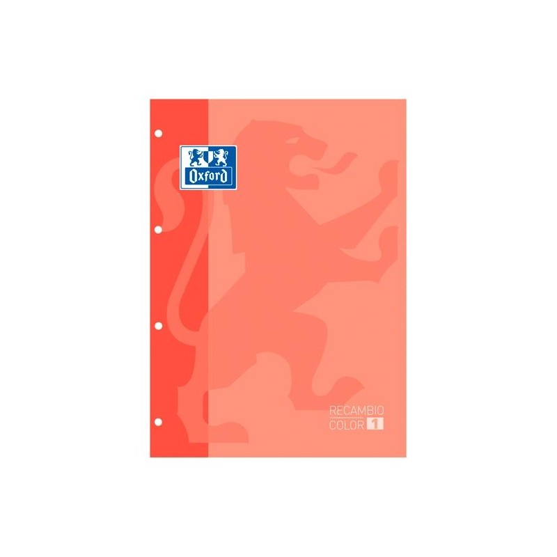 OXFORD RECAMBIO CLASSIC 80H A4 ENCOLADO 90GR 5X5MM 4 TALADROS 1 BANDA COLOR MELOCOTÓN -5U-