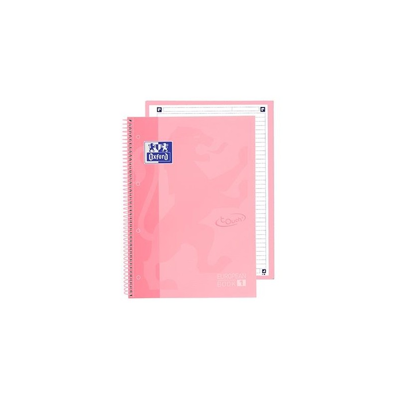 OXFORD CUADERNO TOUCH EUROPEANBOOK 1 WRITE&ERASE 80H A4+ 1 LÍNEA MICROPERFORADO T/EXTRADURA PACK 5 UD FLAMINGO PASTEL