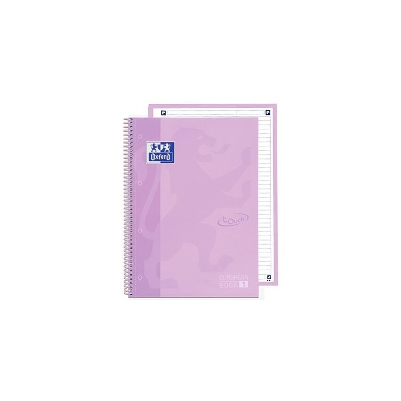 OXFORD CUADERNO TOUCH EUROPEANBOOK 1 WRITE&ERASE 80H A4+ 1 LÍNEA MICROPERFORADO T/EXTRADURA PACK 5 UD LAVANDA PASTEL
