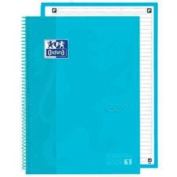 OXFORD CUADERNO TOUCH EUROPEANBOOK 1 WRITE&ERASE 80H A4+ 1 LÍNEA MICROPERFORADO T/EXTRADURA PACK 5 UD AZUL PASTEL