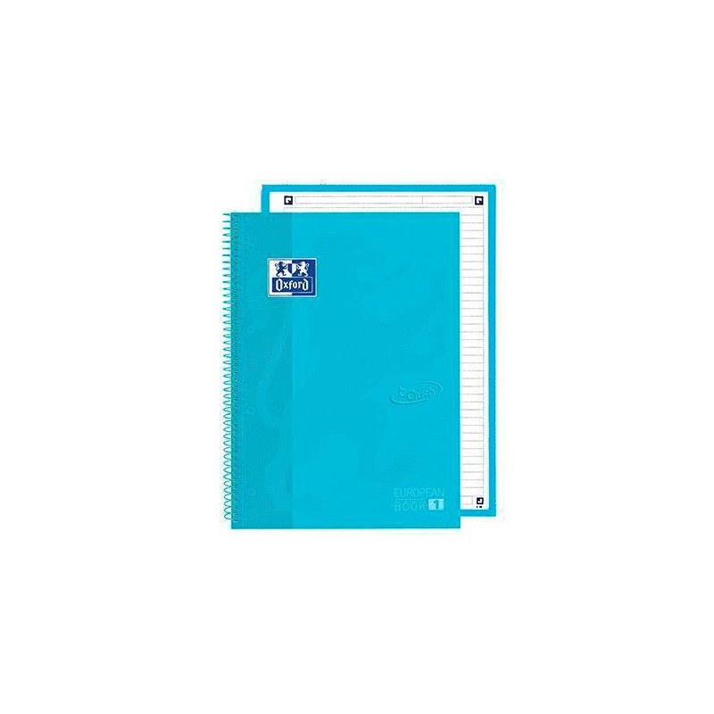 OXFORD CUADERNO TOUCH EUROPEANBOOK 1 WRITE&ERASE 80H A4+ 1 LÍNEA MICROPERFORADO T/EXTRADURA PACK 5 UD AZUL PASTEL