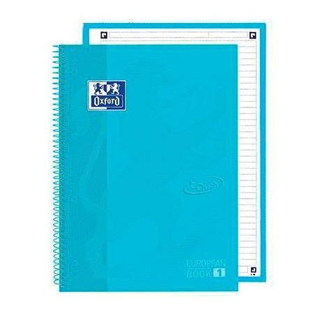 OXFORD CUADERNO TOUCH EUROPEANBOOK 1 WRITE&ERASE 80H A4+ 1 LÍNEA MICROPERFORADO T/EXTRADURA PACK 5 UD AZUL PASTEL