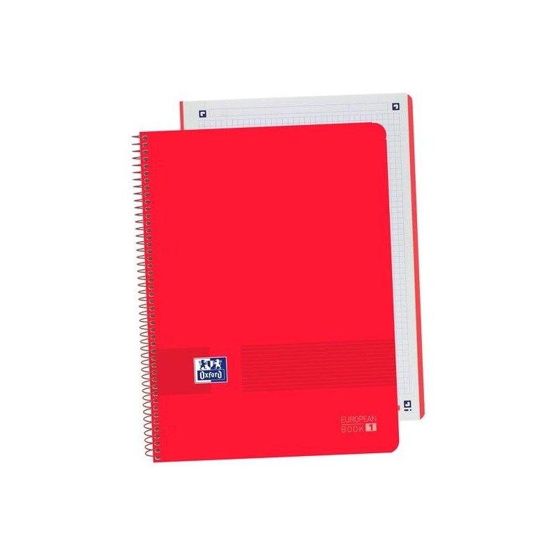 OXFORD CUADERNO LIVE&GO EUROPEANBOOK 1 80H A4+ 5X5MM MICROPERFORADO T/PLÁSTICO PACK 5 UD ROJO