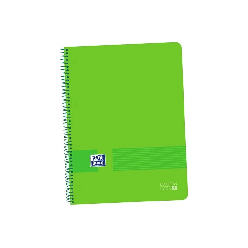 OXFORD CUADERNO LIVE&GO EUROPEANBOOK 1 80H A4+ 5X5MM MICROPERFORADO T/PLÁSTICO PACK 5 UD VERDE