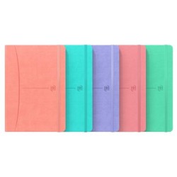 OXFORD CUADERNO COSIDO SIGNATURE 80H A5 1 LÍNEA CIERRE C/GOMA TAPA EXTRADURA C/SURTIDOS PASTEL