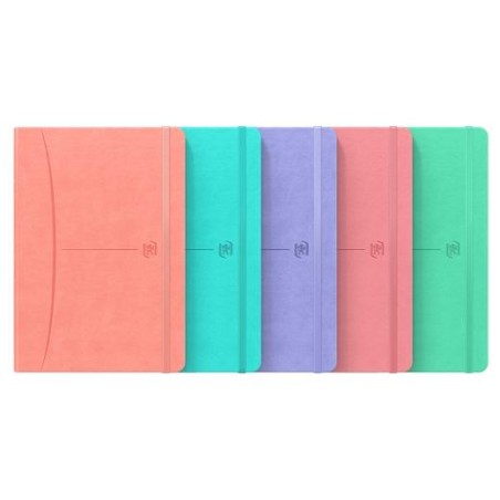 OXFORD CUADERNO COSIDO SIGNATURE 80H A5 1 LÍNEA CIERRE C/GOMA TAPA EXTRADURA C/SURTIDOS PASTEL