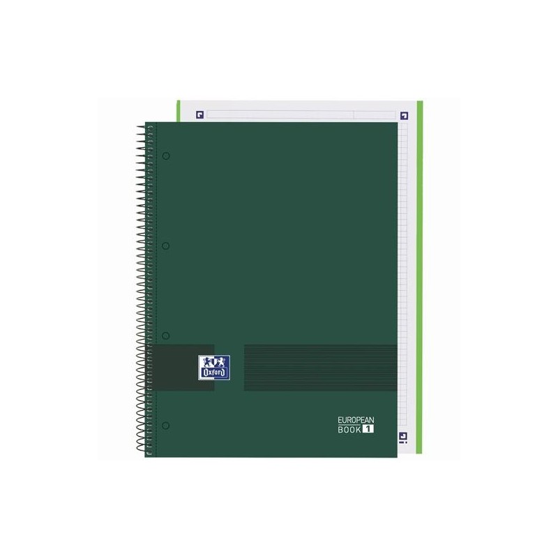 OXFORD CUADERNO &YOU EUROPEANBOOK 1 WRITE&ERASE 80H A4+ 5X5MM MICROPERFORADO TAPA EXTRADURA VERDE MILITAR