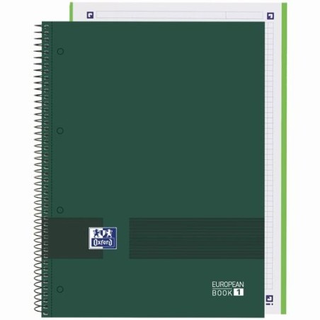 OXFORD CUADERNO &YOU EUROPEANBOOK 1 WRITE&ERASE 80H A4+ 5X5MM MICROPERFORADO TAPA EXTRADURA VERDE MILITAR