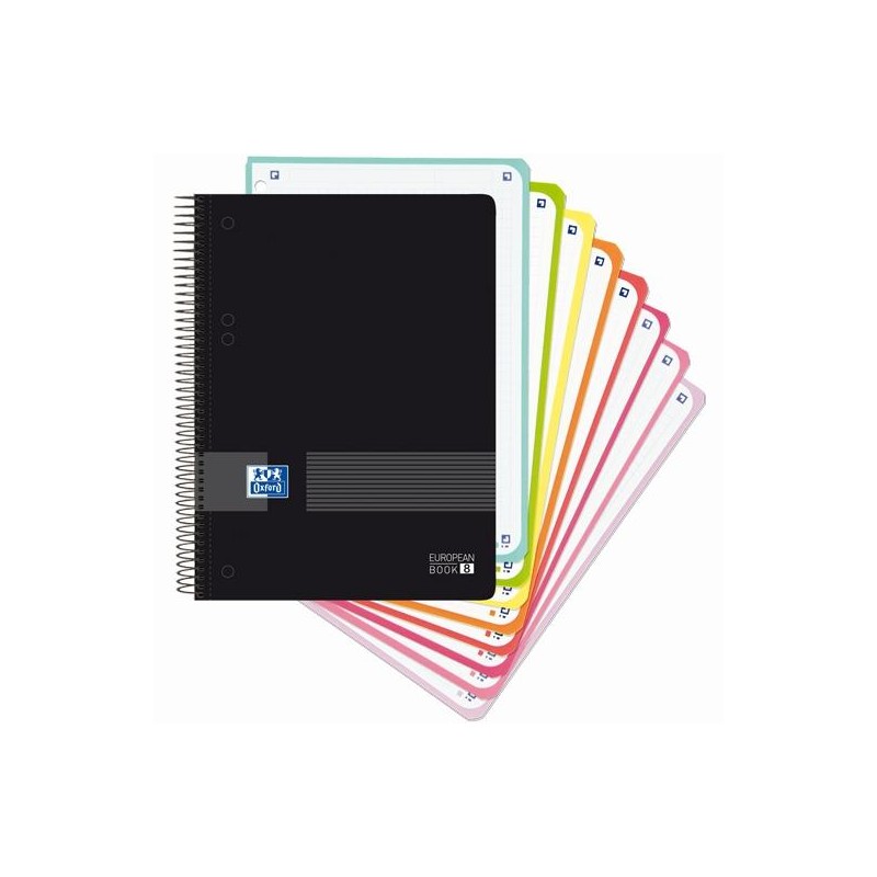 OXFORD CUADERNO LIVE&GO EUROPEANBOOK 8 MICROPERFORADO 160H A5+ 5X5MM TAPA DE PLÁSTICO NEGRO