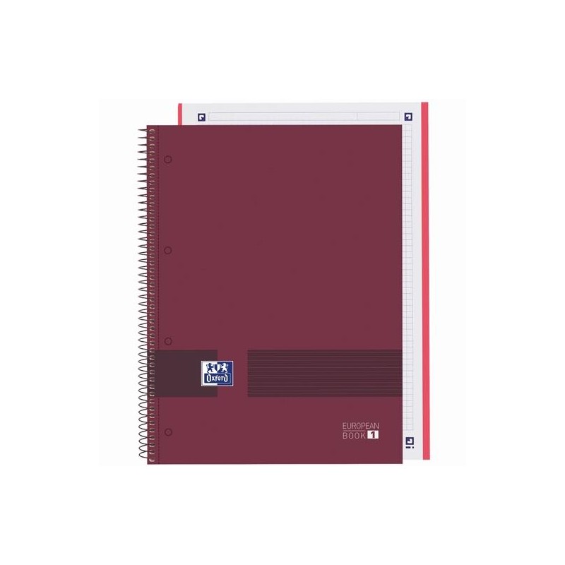 OXFORD CUADERNO &YOU EUROPEANBOOK 1 WRITE&ERASE 80H A4+ 5X5MM MICROPERFORADO TAPA EXTRADURA BURDEOS