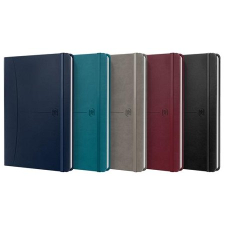 OXFORD CUADERNO COSIDO SIGNATURE 80H A5 1 LÍNEA CIERRE C/GOMA TAPA EXTRADURA C/SURTIDOS CLÁSICO