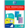 OXFORD CUADERNO EUROPEANBOOK 1 TOUCH WRITE&ERASE 80H A4 5X5 T/EXTRADURA C/SURTIDOS PASTEL PACK PROMOCIONAL 3 UD