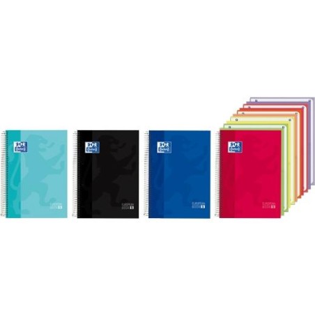 OXFORD CUADERNO EUROPEANBOOK 5 CLASSIC + 5 BOLSAS A4+ 150H 5X5 WRITE&ERASE TAPA EXTRADURA COLORES SURTIDOS
