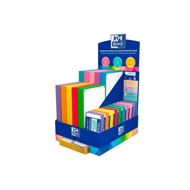 OXFORD FLASHCARDS EXPOSITOR 20 PAQ. A5 + 40 PAQ. A7 COLORES SURTIDOS