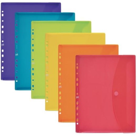 OXFORD SOBRE MULTITALADRO CON VELCRO A4 PLÁSTICO FLEXIBLE TRANSLÚCIDO C/SURTIDOS