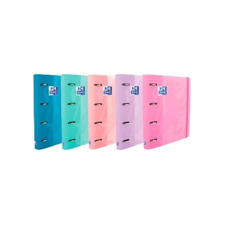 OXFORD CARPETA DE ANILLAS 4X35MM TOUCH EUROPEANBINDER C/RECAMBIO 100H A4+ 5X5 T/EXTRADURA C/SURTIDOS PASTEL