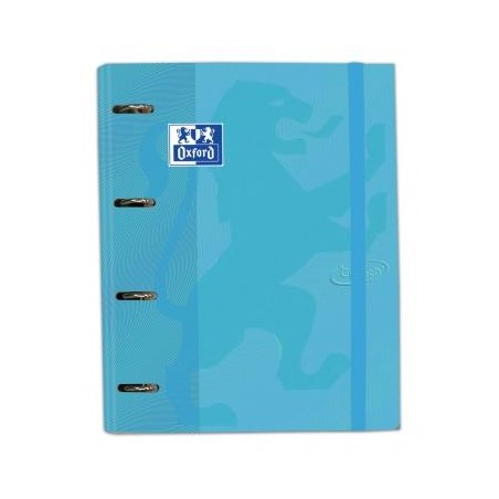 OXFORD CARPETA ANILLAS 4X35MM TOUCH EUROPEANBINDER C/RECAMBIO 100H A4+ 5X5 T/EXTRADURA AZUL PASTEL