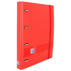 OXFORD CARPETA ANILLAS 4 X 35MM LIVE&GO EUROPEANBINDER 360º C/RECAMBIO 100H A4+ 5X5 TAPA POLYFOAM ROJO