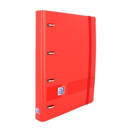 OXFORD CARPETA ANILLAS 4 X 35MM LIVE&GO EUROPEANBINDER 360º C/RECAMBIO 100H A4+ 5X5 TAPA POLYFOAM ROJO