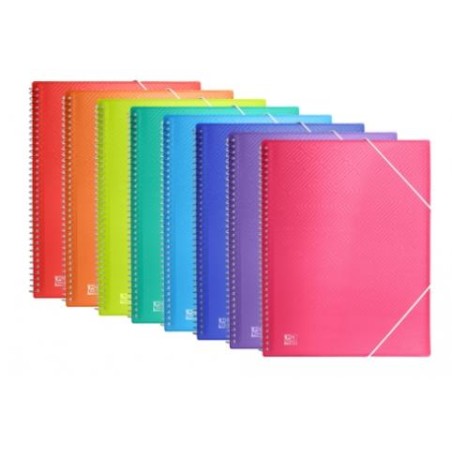 OXFORD CARPETA CON 30 FUNDAS CRISTAL ESPIRAL CON GOMAS URBAN PP COLORES SURTIDOS A4