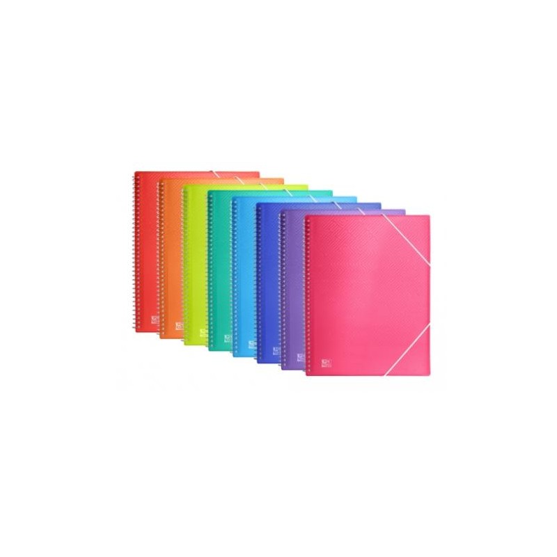 OXFORD CARPETA CON 60 FUNDAS CRISTAL ESPIRAL CON GOMAS URBAN PP COLORES SURTIDOS A4