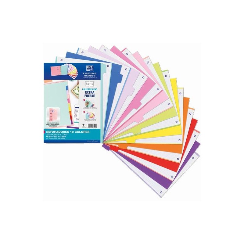 OXFORD SEPARADORES 10 POSICIONES A4 PP 500 MICRAS COLORES