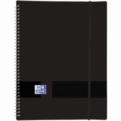 OXFORD CARPETA CON 30 FUNDAS CRISTAL 50 MICRAS ESPIRAL A4 CIERRE C/GOMA PLÁSTICO OPACO NEGRO