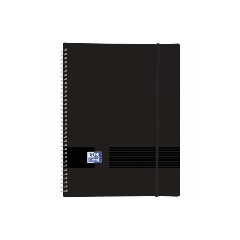 OXFORD CARPETA CON 30 FUNDAS CRISTAL 50 MICRAS ESPIRAL A4 CIERRE C/GOMA PLÁSTICO OPACO NEGRO