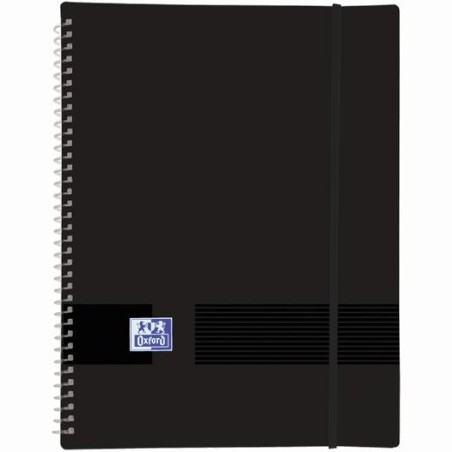 OXFORD CARPETA CON 30 FUNDAS CRISTAL 50 MICRAS ESPIRAL A4 CIERRE C/GOMA PLÁSTICO OPACO NEGRO