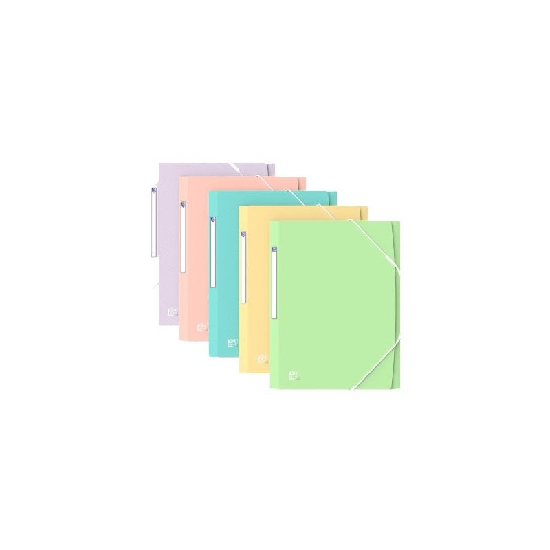 OXFORD CARPETA DE GOMAS URBAN 3 SOLAPAS A4+ PLÁSTICO TRASLÚCIDO C/SURTIDOS PASTEL