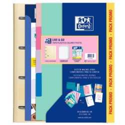 OXFORD EUROPEANBINDER LIVE & GO CARPETA 4 ANILLAS A4 C/RECAMBIO 80H 5X5 C/SEPARADORES POLYFOAM COLORES PASTEL PACK PROMO