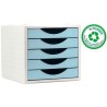 ARCHIVO 2000 MÓDULO ORGANIZADOR ECOGREEN SOBREMESA 5 CAJONES 340X270X260 RECICLADO AZUL PASTEL