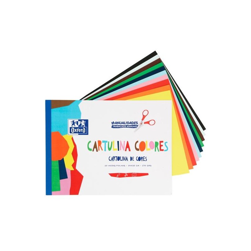 OXFORD BLOC 10H A4 CARTULINA DE COLORES 170GR