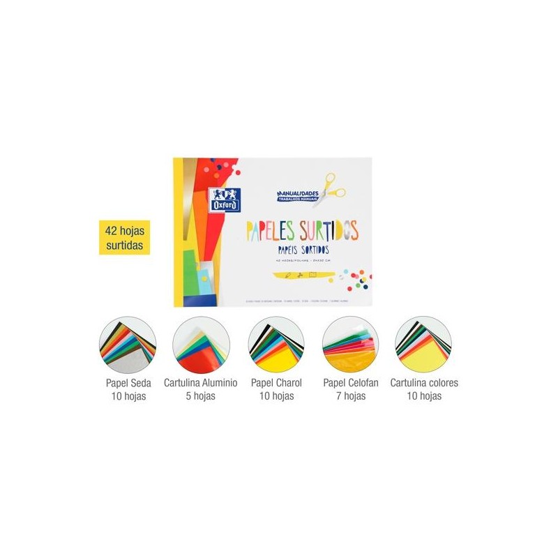 OXFORD BLOC PAPELES SURTIDOS MANUALIDADES 42H A4 COLORES SURTIDOS