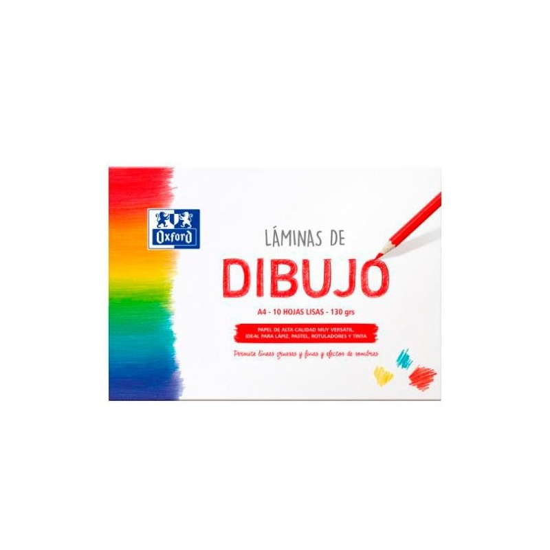 OXFORD LÁMINAS PARA DIBUJO ESCOLAR PACK 10 HOJAS 130GR A4 LISO BLANCO