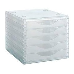 ARCHIVO 2000 MÓDULO ARCHIVOTEC 5 CAJONES VÁLIDO PARA FORMATO DIN A4, FÓLIO Y SUBCARPETA 340X270X260 MM CRISTAL TRASLÚCIDO