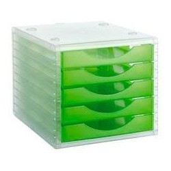 ARCHIVO 2000 MÓDULO ARCHIVOTEC 5 CAJONES VÁLIDO PARA FORMATO DIN A4, FÓLIO Y SUBCARPETA 340X270X260 MM KIWI TRASLÚCIDO